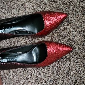 Red glitter heels